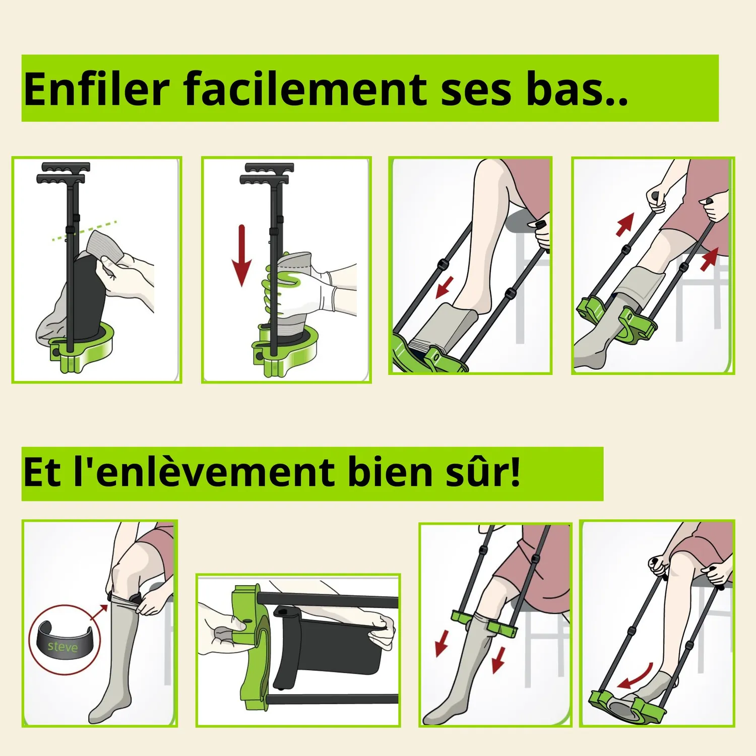 Steve Complete enfile-bas contention L mollet 47-56 cm
