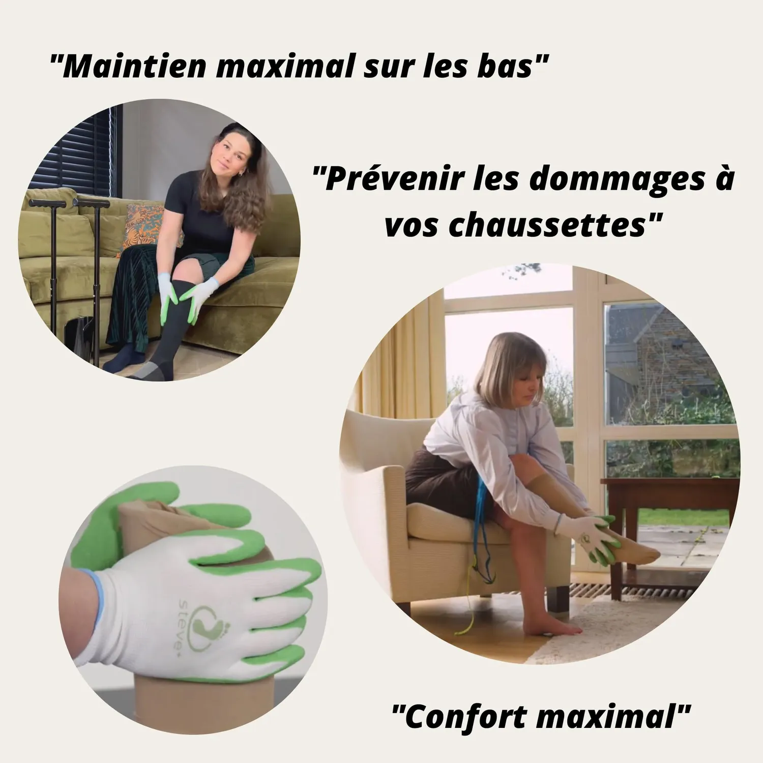 Steve gants enfile-bas sans latex taille S adhérence forte