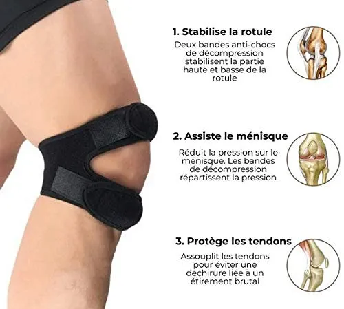 ELASTRAP sangle genou réglable noir rotule maintien
