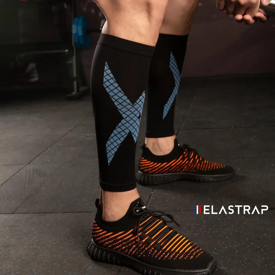 Elastrap X-Sport manchons mollets compression noir-bleu S-M
