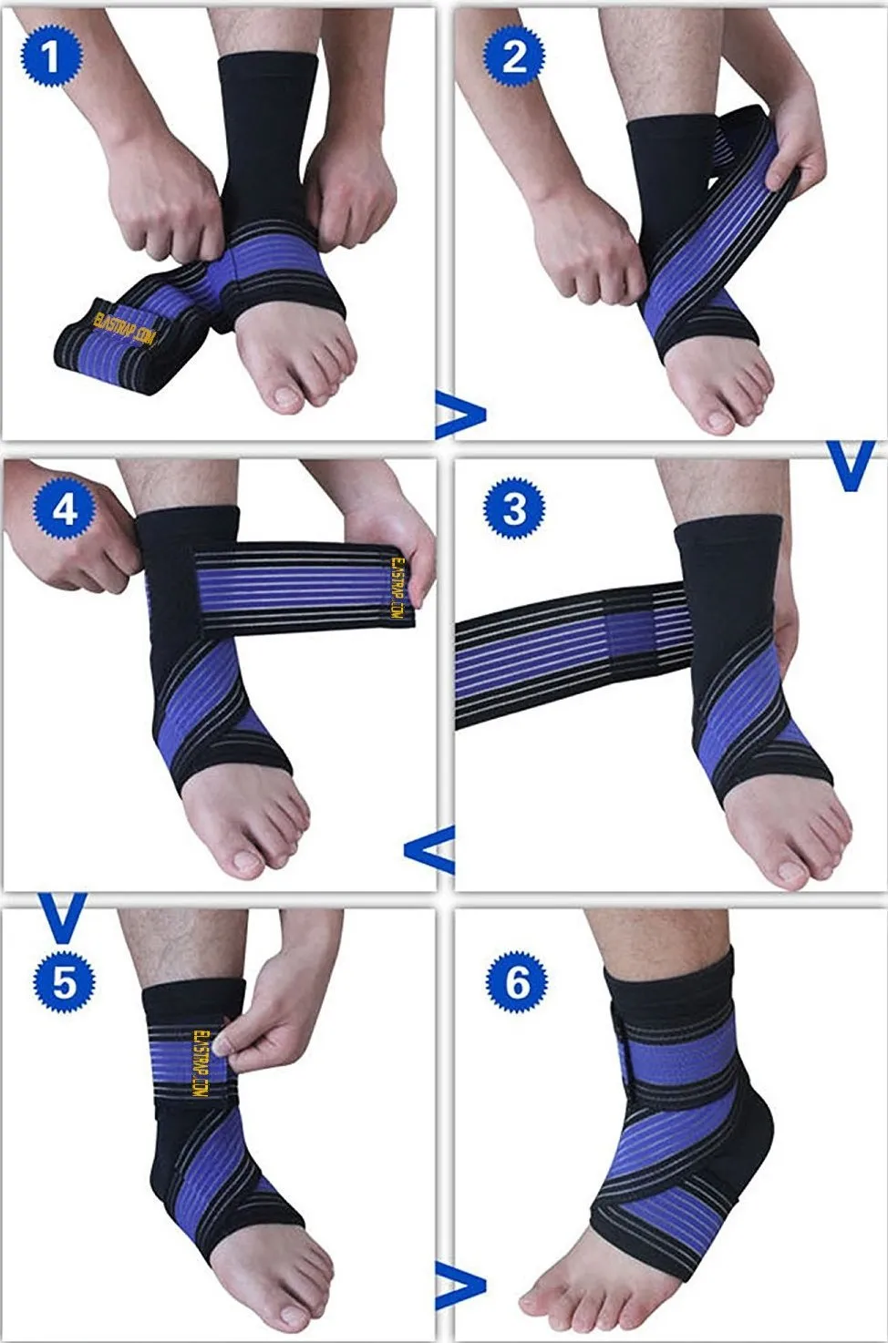 ELASTRAP chevillère + sangle bleu/noir tendinite Achille