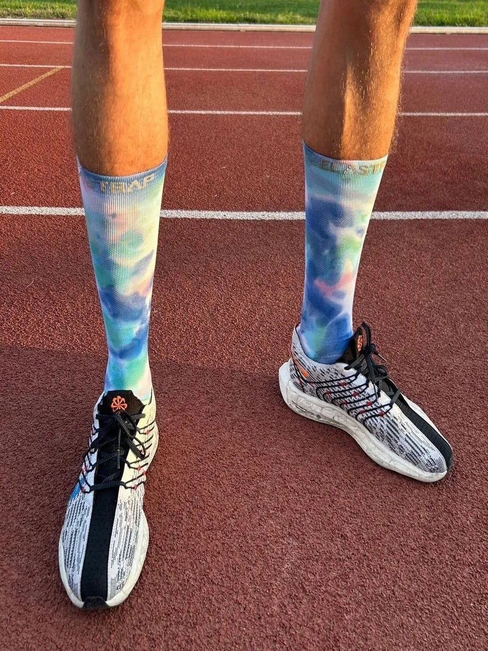 Elastrap Aero chaussettes compression 43-48 bleu vert rose
