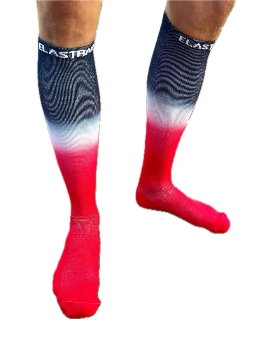 Elastrap chaussettes sport hautes bleu-blanc-rouge 43-48