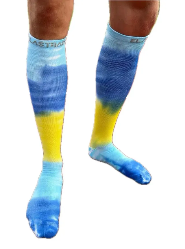 Elastrap Aero chaussettes running bleu-jaune 43-48