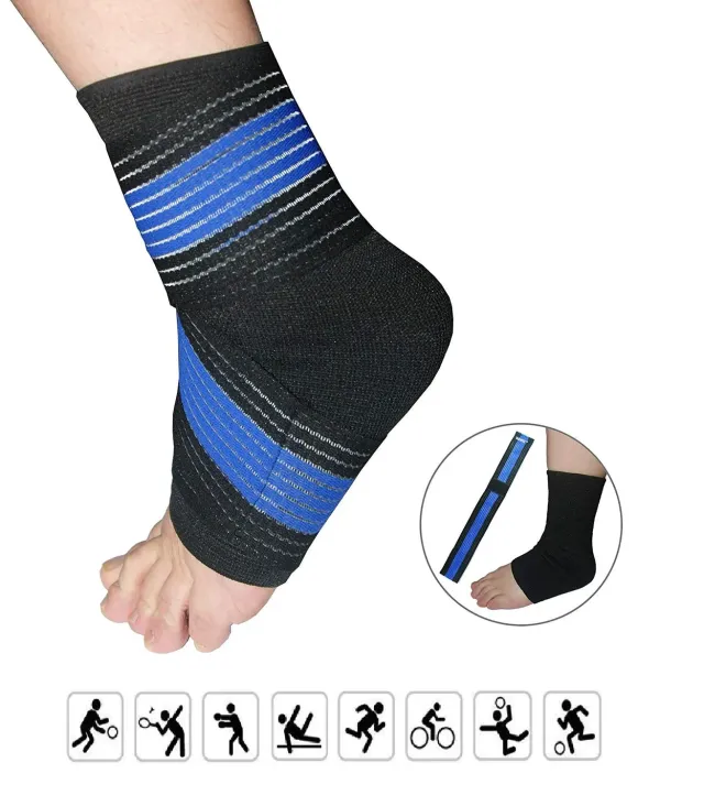 ELASTRAP chevillère + sangle bleu/noir tendinite Achille