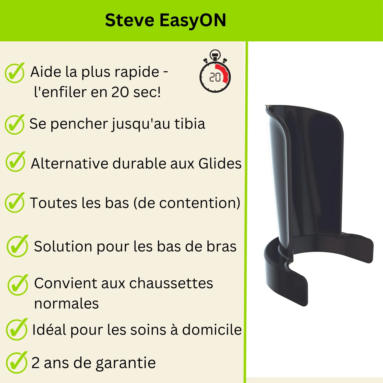 Steve EasyON enfile-bas chaussettes XS mollet 25-29 cm