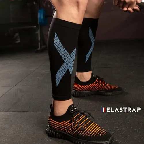 Elastrap X-Sport manchons mollets compression noir-bleu S-M